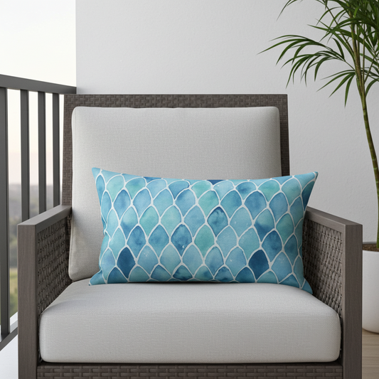 Bosky Willow Blue and White Luxury Throw Pillow