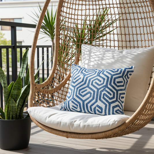 Pitaya Blue and White Luxury Throw Pillow