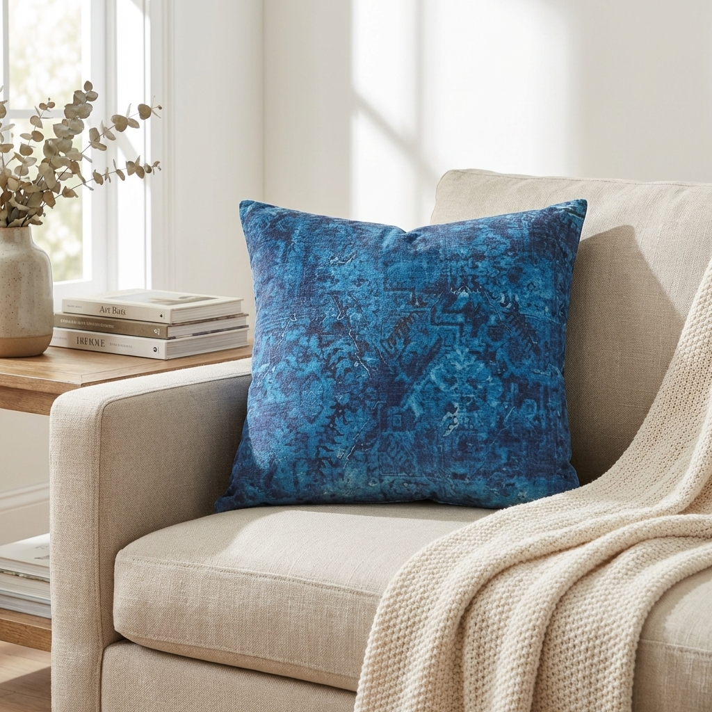 Pineapple Crush Blue and Black Luxury Throw Pillow