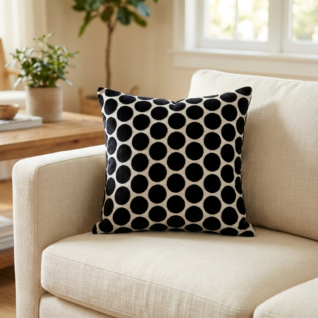 Savannah Black and Beige Luxury Throw Pillow