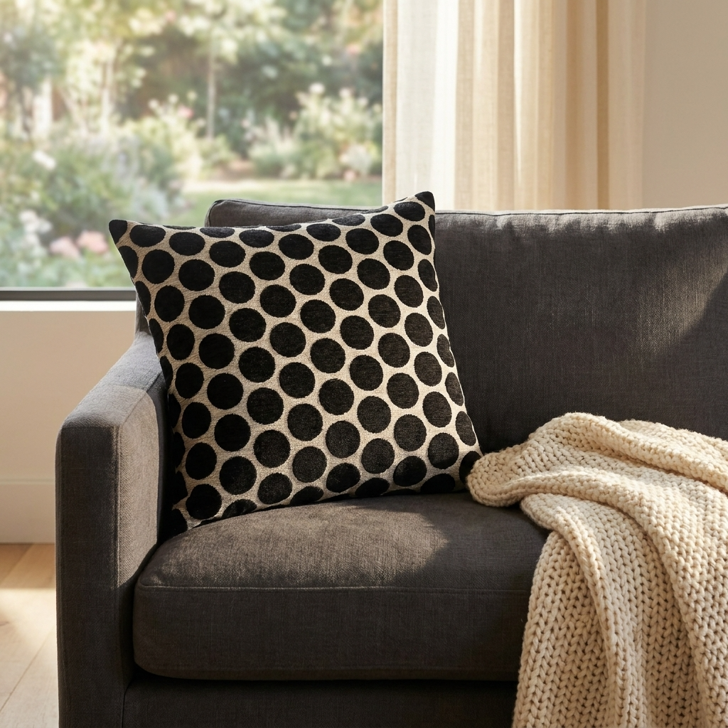 Savannah Black and Beige Luxury Throw Pillow