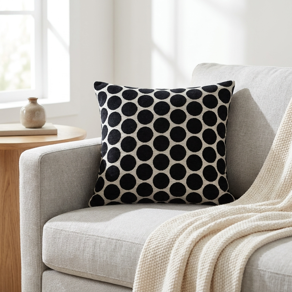 Savannah Black and Beige Luxury Throw Pillow