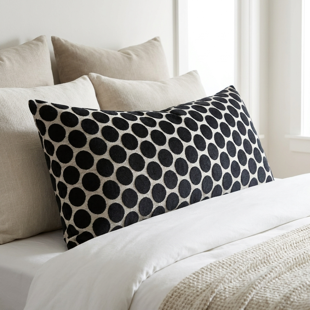 Savannah Black and Beige Luxury Throw Pillow