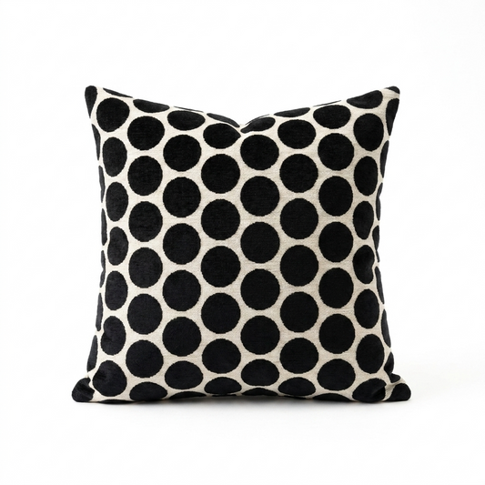 Savannah Black and Beige Luxury Throw Pillow
