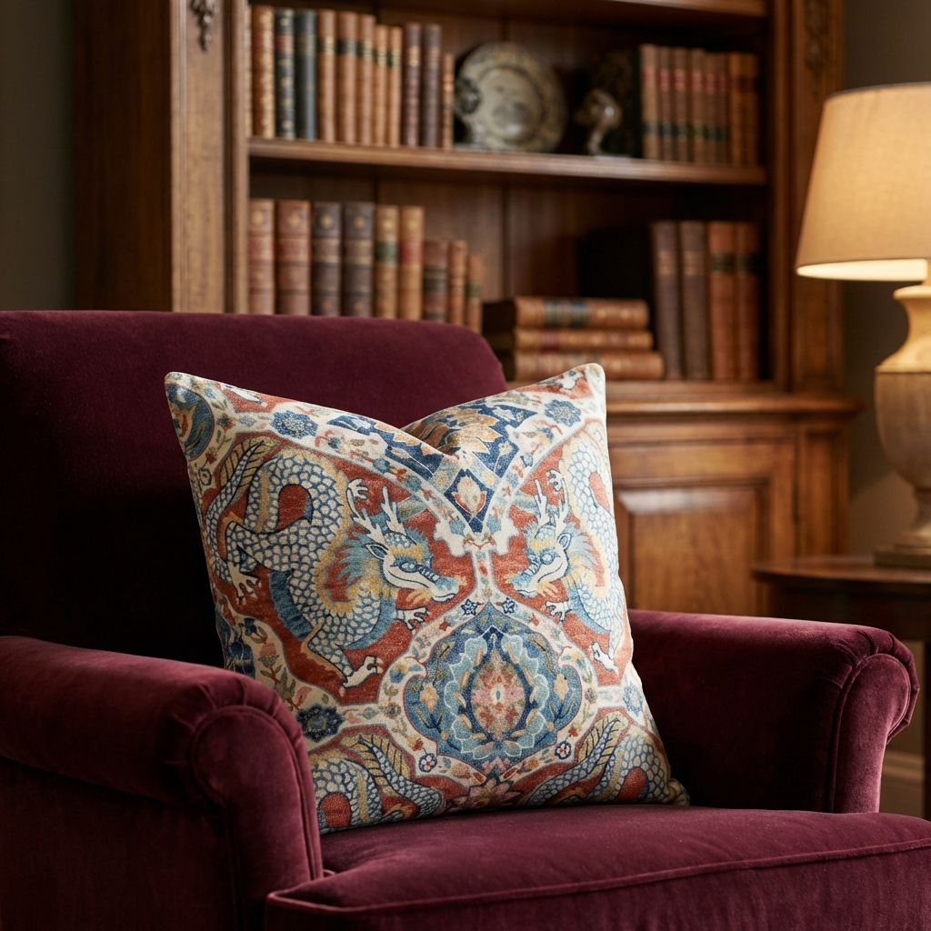 Amaryllis Dragon Multicolor Luxury Throw Pillow