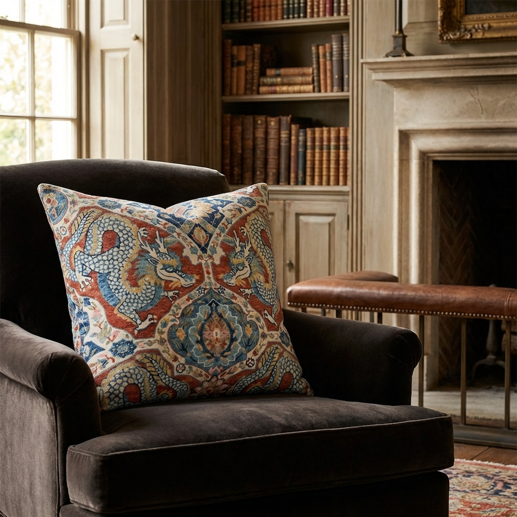 Amaryllis Dragon Multicolor Luxury Throw Pillow