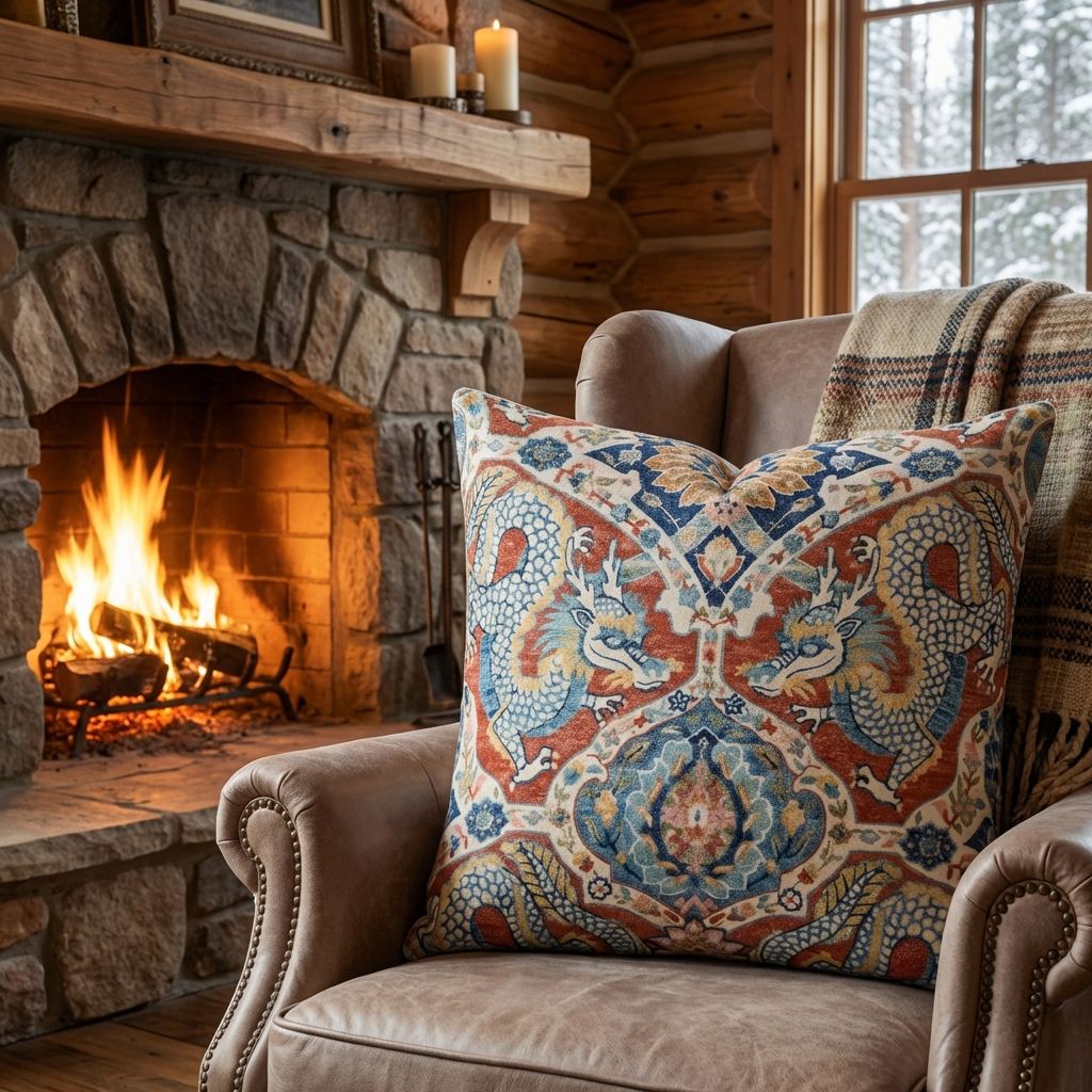 Amaryllis Dragon Multicolor Luxury Throw Pillow