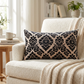 Floral Fantasy Black and Beige Luxury Throw Pillow