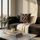 Floral Fantasy Black and Beige Luxury Throw Pillow