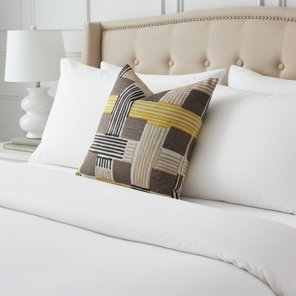 Hummingbird Isle Yellow, Beige and Gray Luxury Throw Pillow
