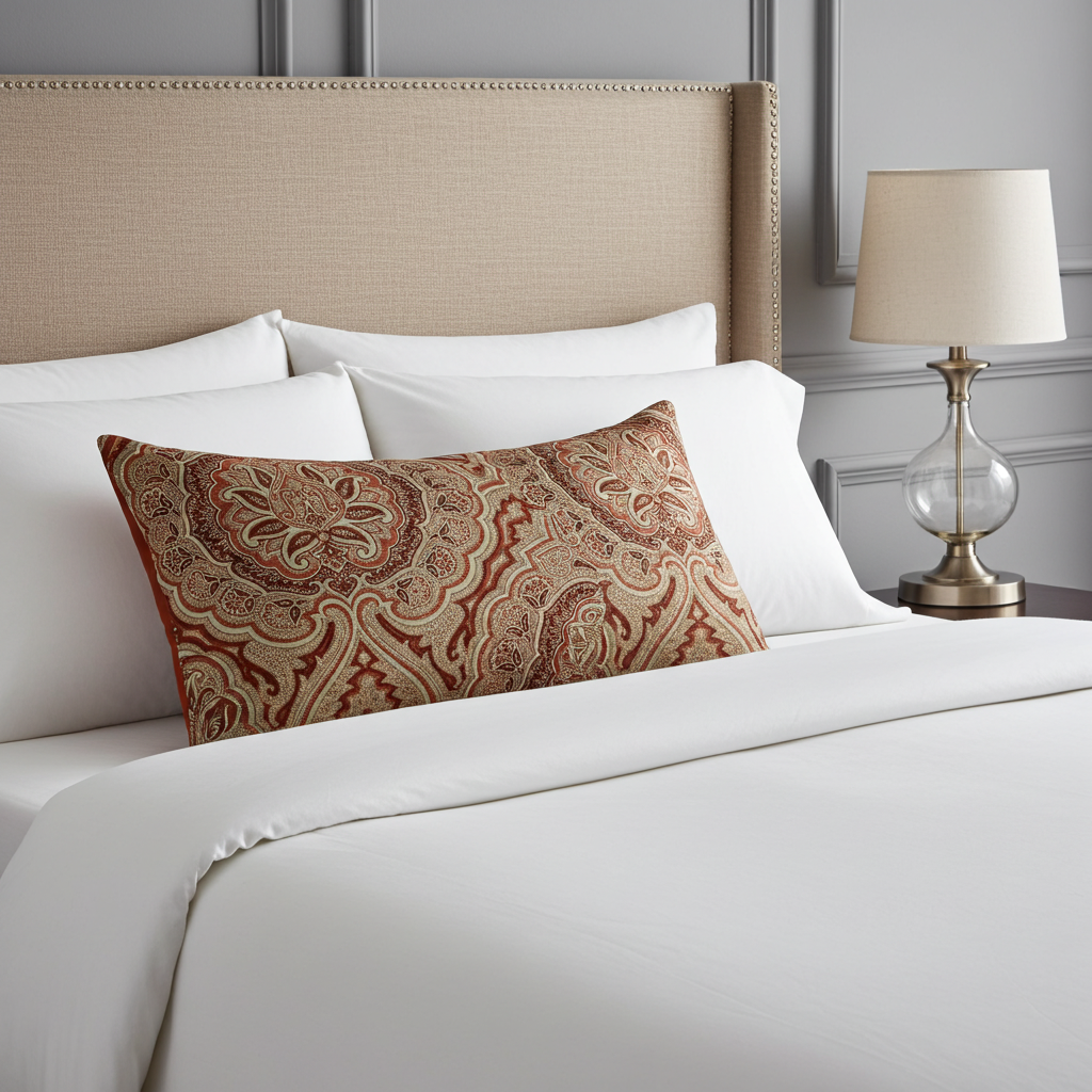 Enchanted Prairie Red and Beige Luxury Throw Pillow