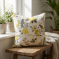Song Bird Gardens Yellow, Beige and Gray Luxury Throw Pillow