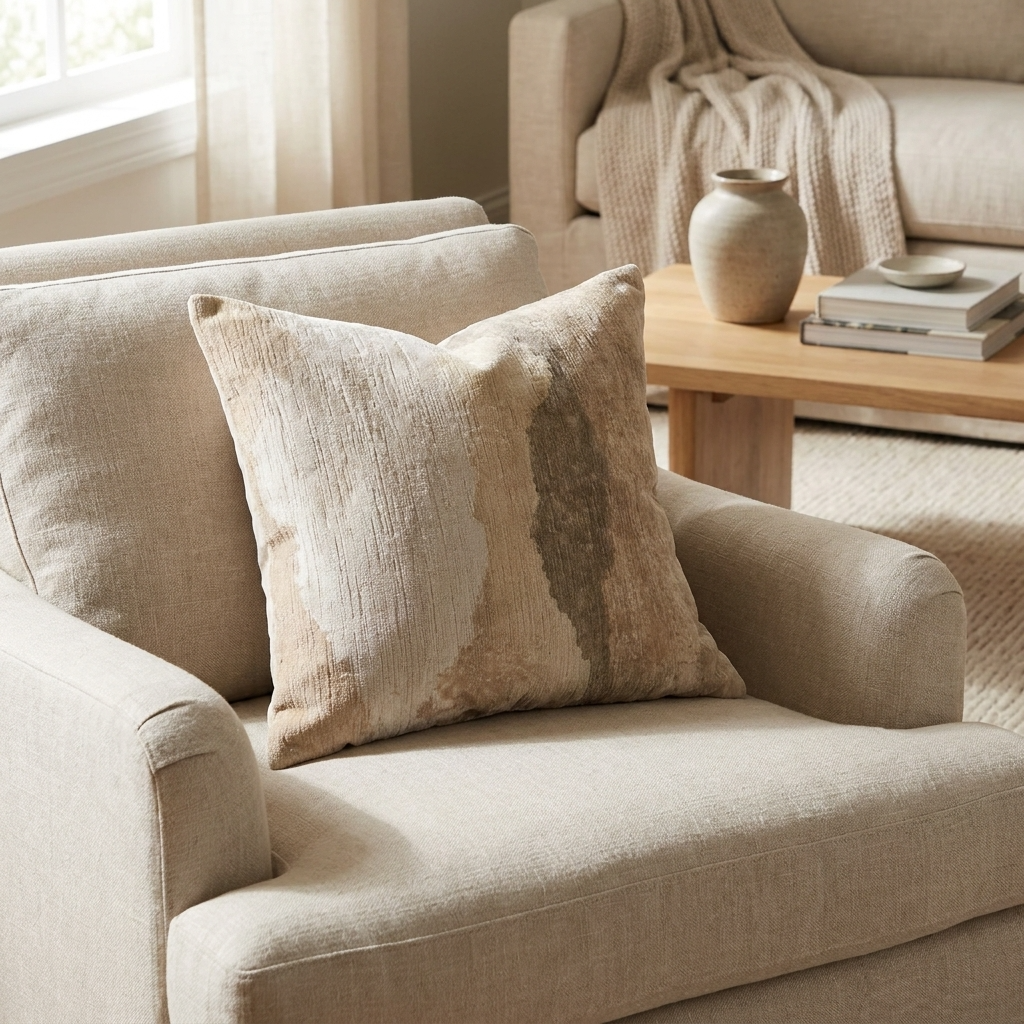Green Haven Green and Beige Luxury Throw Pillow