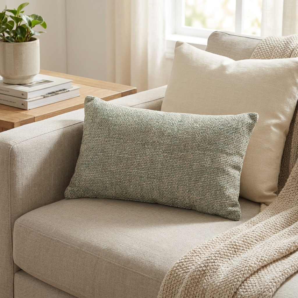 Jesper Jade Green and Beige Luxury Throw Pillow