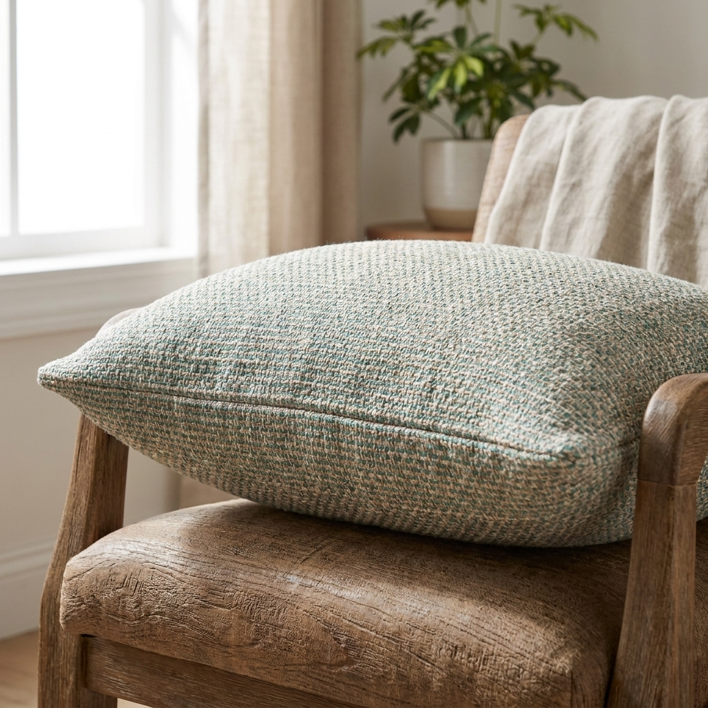 Jesper Jade Green and Beige Luxury Throw Pillow
