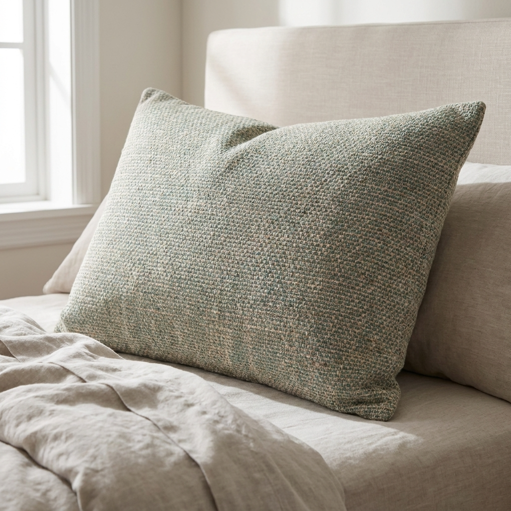 Jesper Jade Green and Beige Luxury Throw Pillow