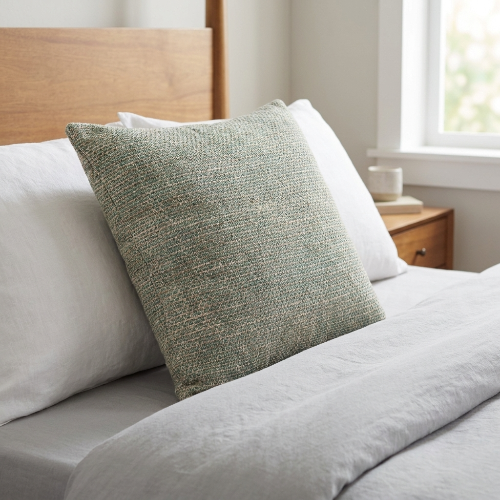Jesper Jade Green and Beige Luxury Throw Pillow