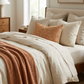 French Brick Orange and Beige Luxury Throw Pillow