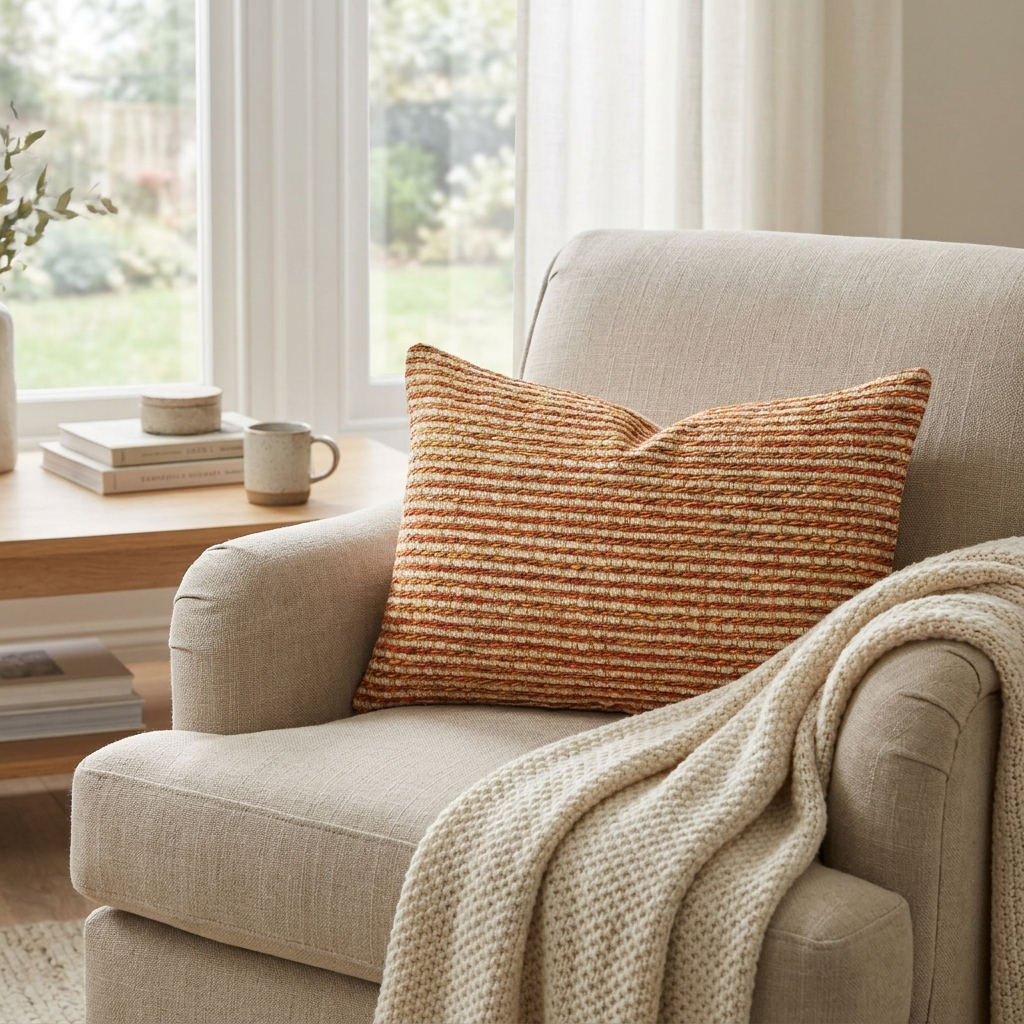 French Brick Orange and Beige Luxury Throw Pillow
