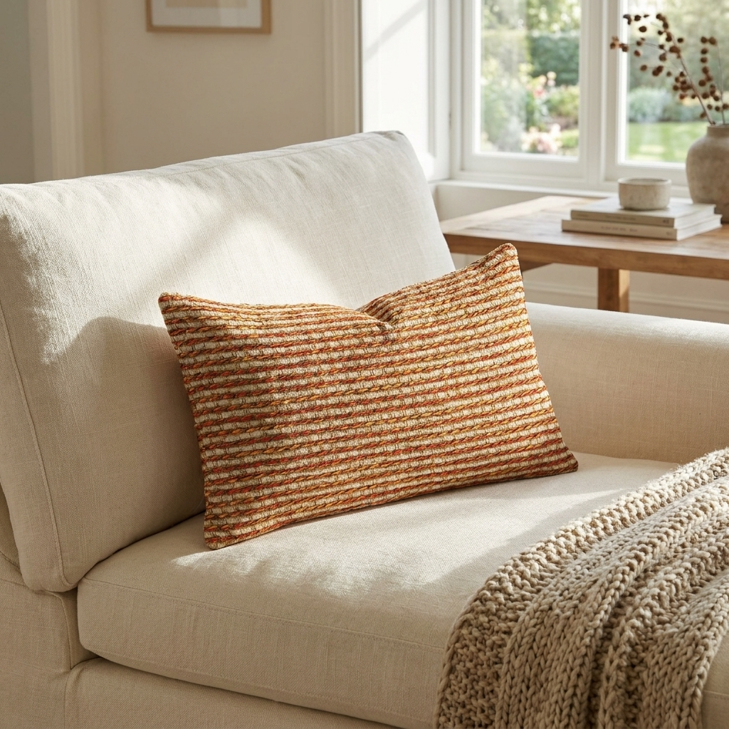 French Brick Orange and Beige Luxury Throw Pillow