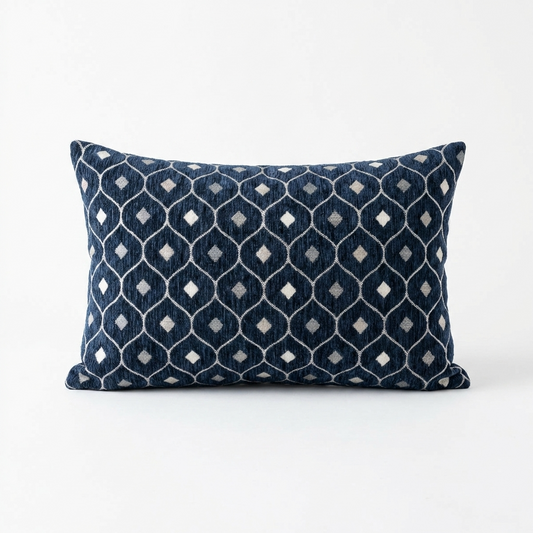 Teal Abyss Blue and Gold Luxury Throw Pillow