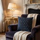 Teal Abyss Blue and Gold Luxury Throw Pillow
