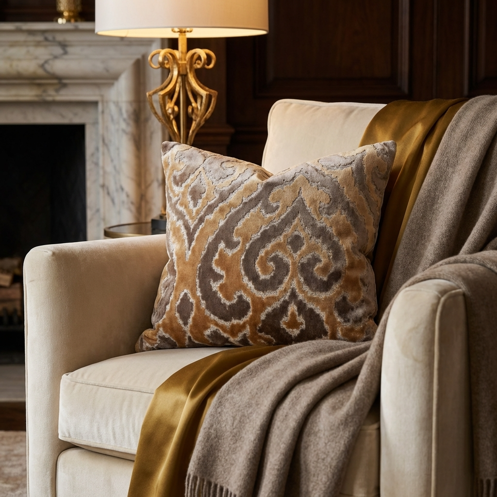 Euphoria Plush Gold Luxury Throw Pillow