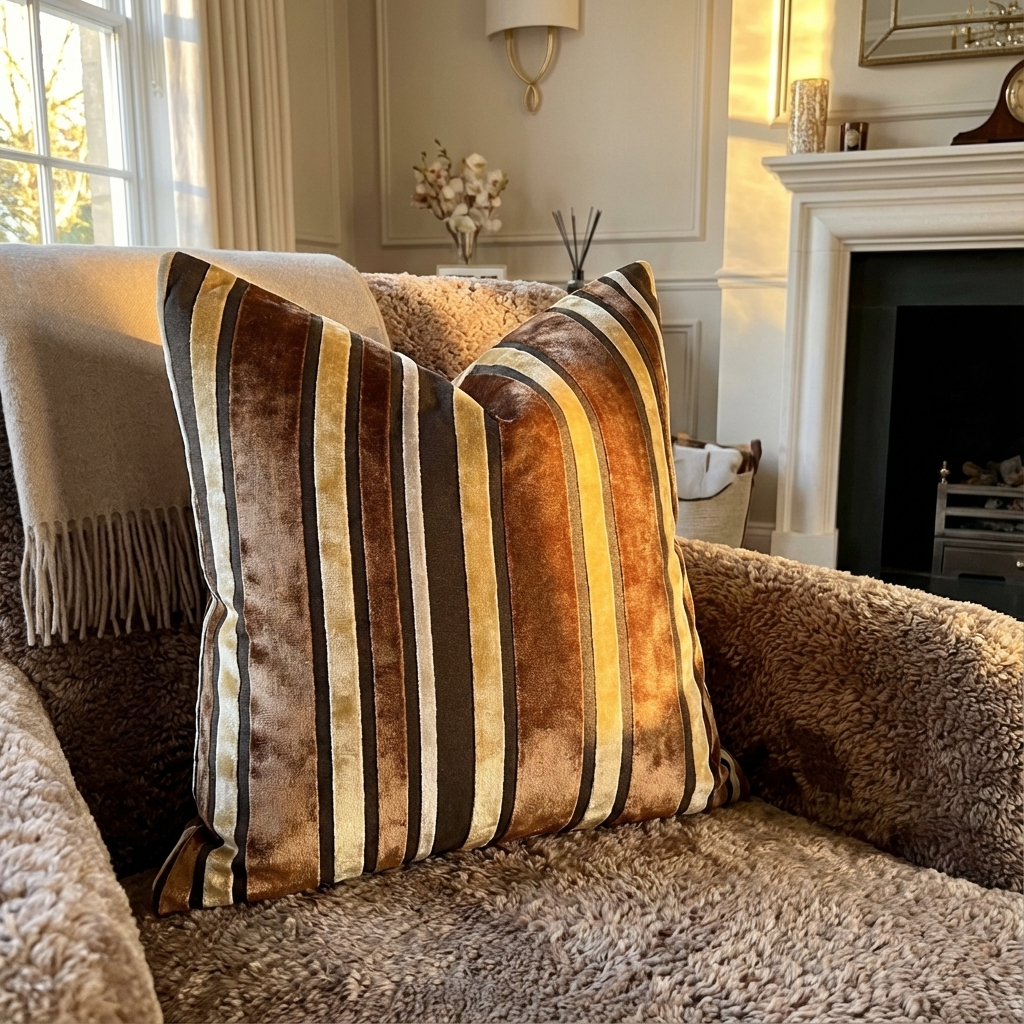 Graceful Bridge Yellow and Brown Luxury Throw Pillow