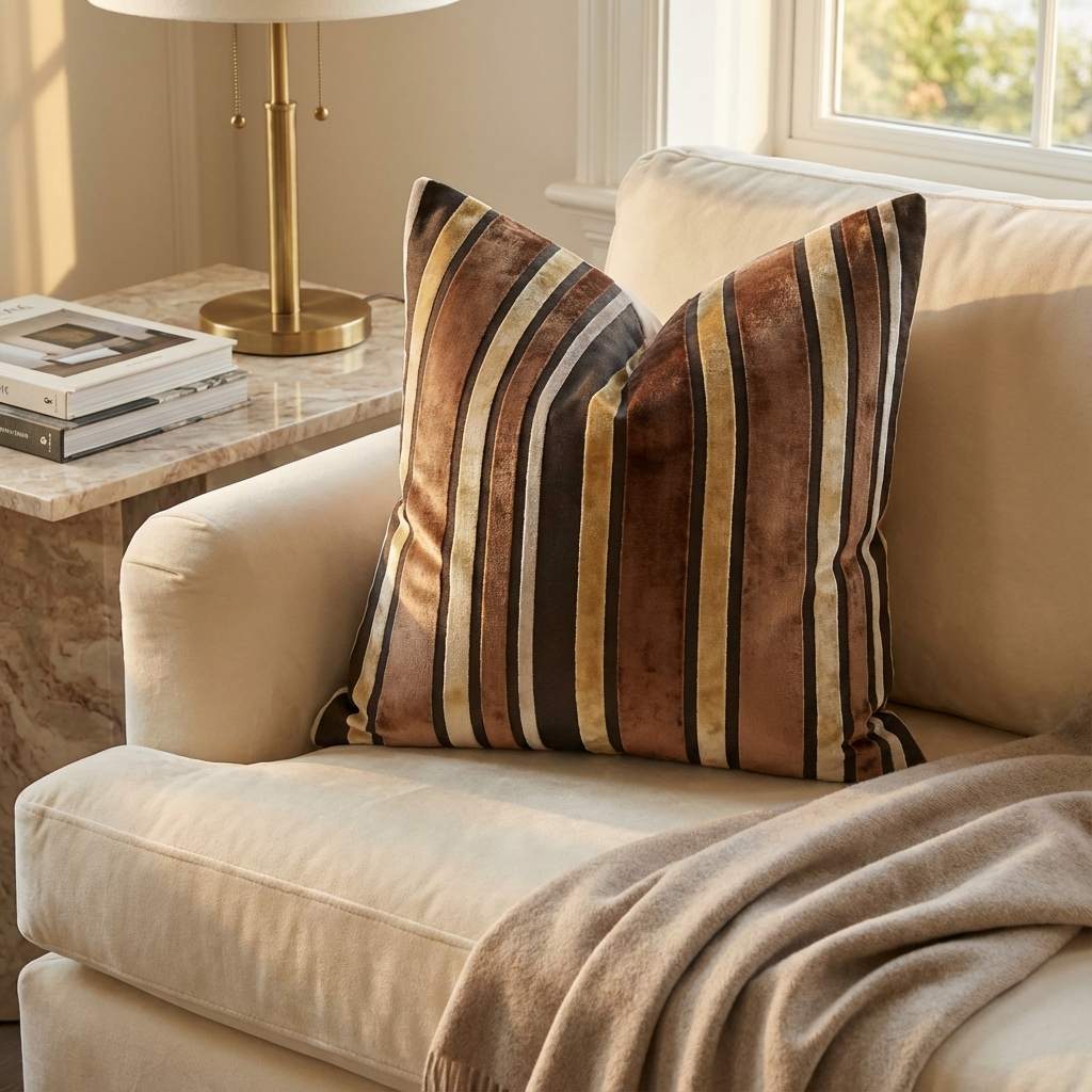 Graceful Bridge Yellow and Brown Luxury Throw Pillow