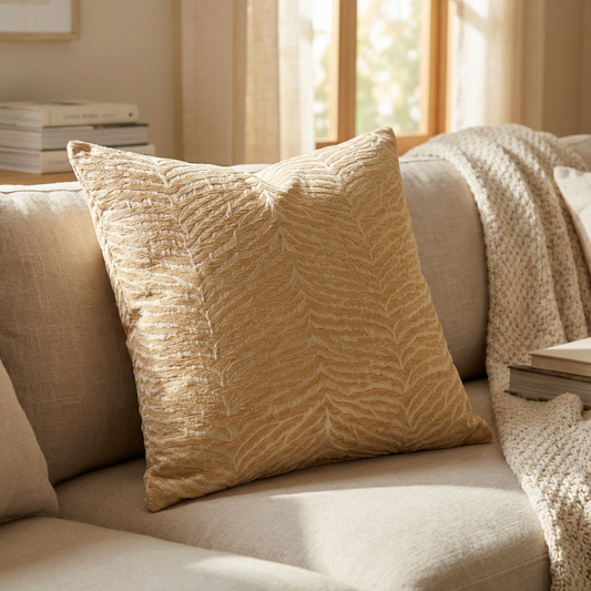Oasis Waves Yellow and Beige Luxury Throw Pillow