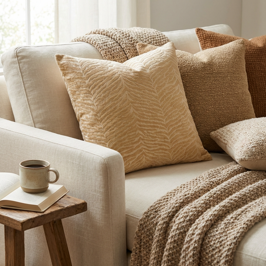 Oasis Waves Yellow and Beige Luxury Throw Pillow