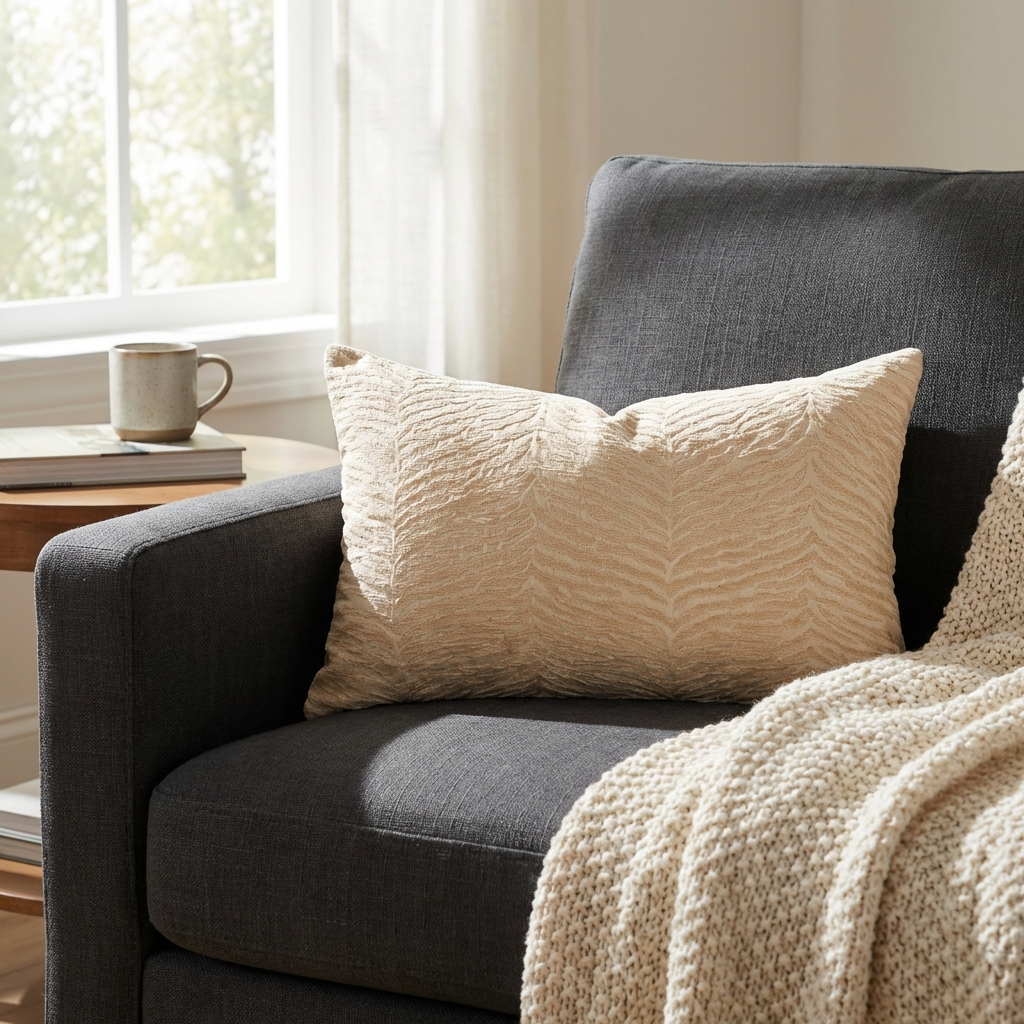 Oasis Waves Yellow and Beige Luxury Throw Pillow