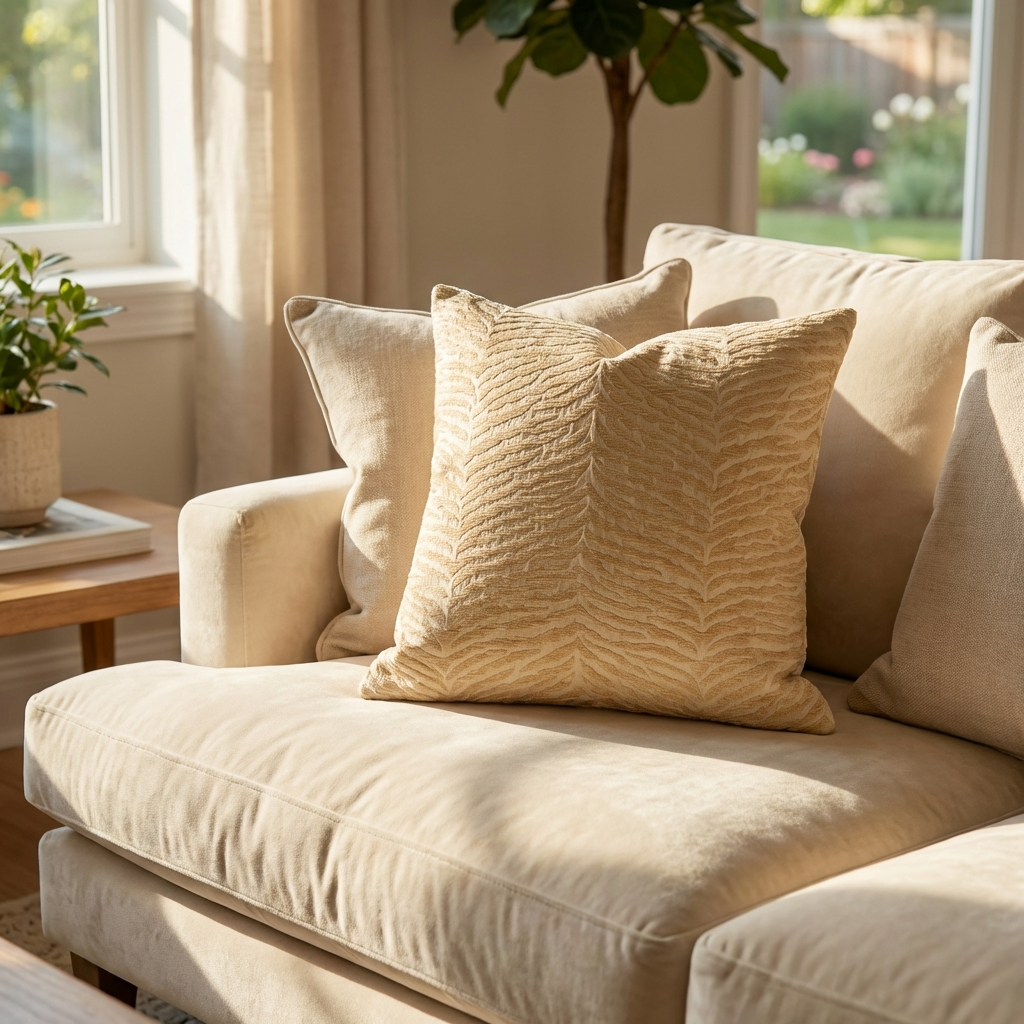 Oasis Waves Yellow and Beige Luxury Throw Pillow