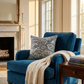 Aristocratic Floret White/ Blue Paisley Luxury Outdoor/Indoor Throw Pillow