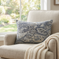 Aristocratic Floret White/ Blue Paisley Luxury Outdoor/Indoor Throw Pillow