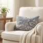 Aristocratic Floret White/ Blue Paisley Luxury Outdoor/Indoor Throw Pillow