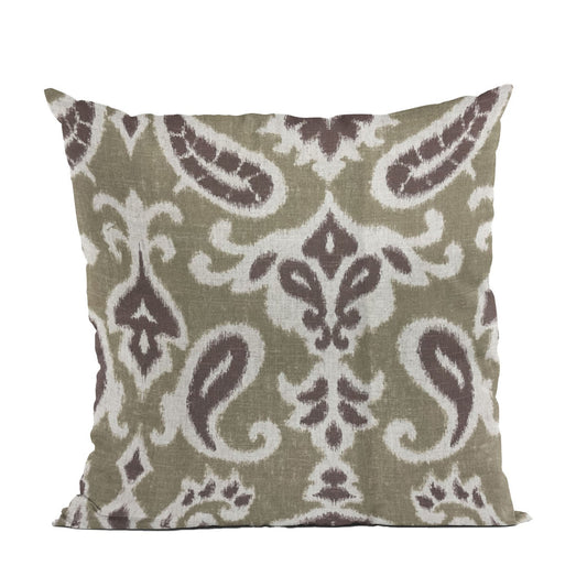 Shoshone Valley Brown Ikat Luxury Outdoor/Indoor Throw Pillow