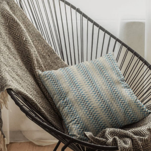 Garden Tassel Blue Stripes Luxury Outdoor/Indoor Throw Pillow