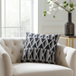 Onyx Way Gray Geometric Luxury Outdoor/Indoor Throw Pillow
