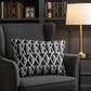 Onyx Way Gray Geometric Luxury Outdoor/Indoor Throw Pillow