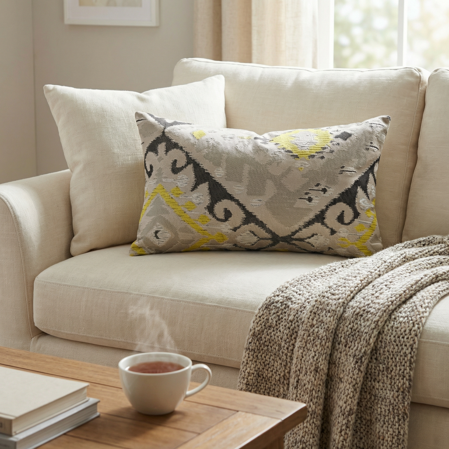 Isabis Plush Brown Ikat Luxury Outdoor/Indoor Throw Pillow