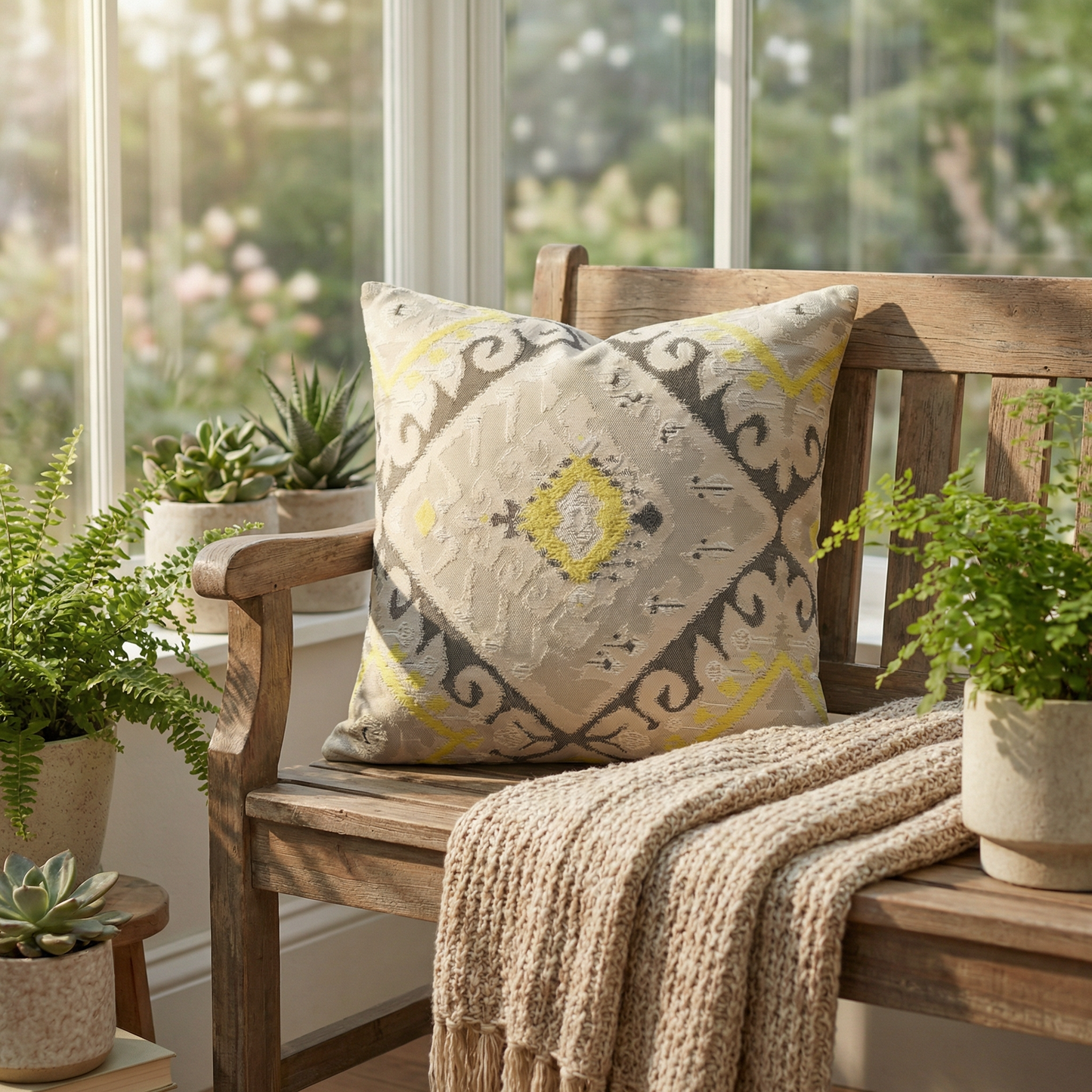 Isabis Plush Brown Ikat Luxury Outdoor/Indoor Throw Pillow