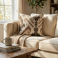 Amare Dream Brown Ikat Luxury Outdoor/Indoor Throw Pillow