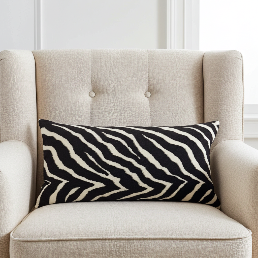Raven Palm Black Geometric Luxury Outdoor/Indoor Throw Pillow