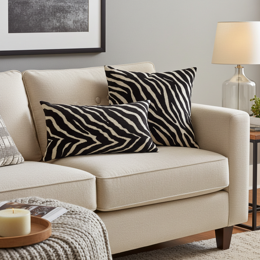 Black Zebra Black Animal Motif Luxury Throw Pillow