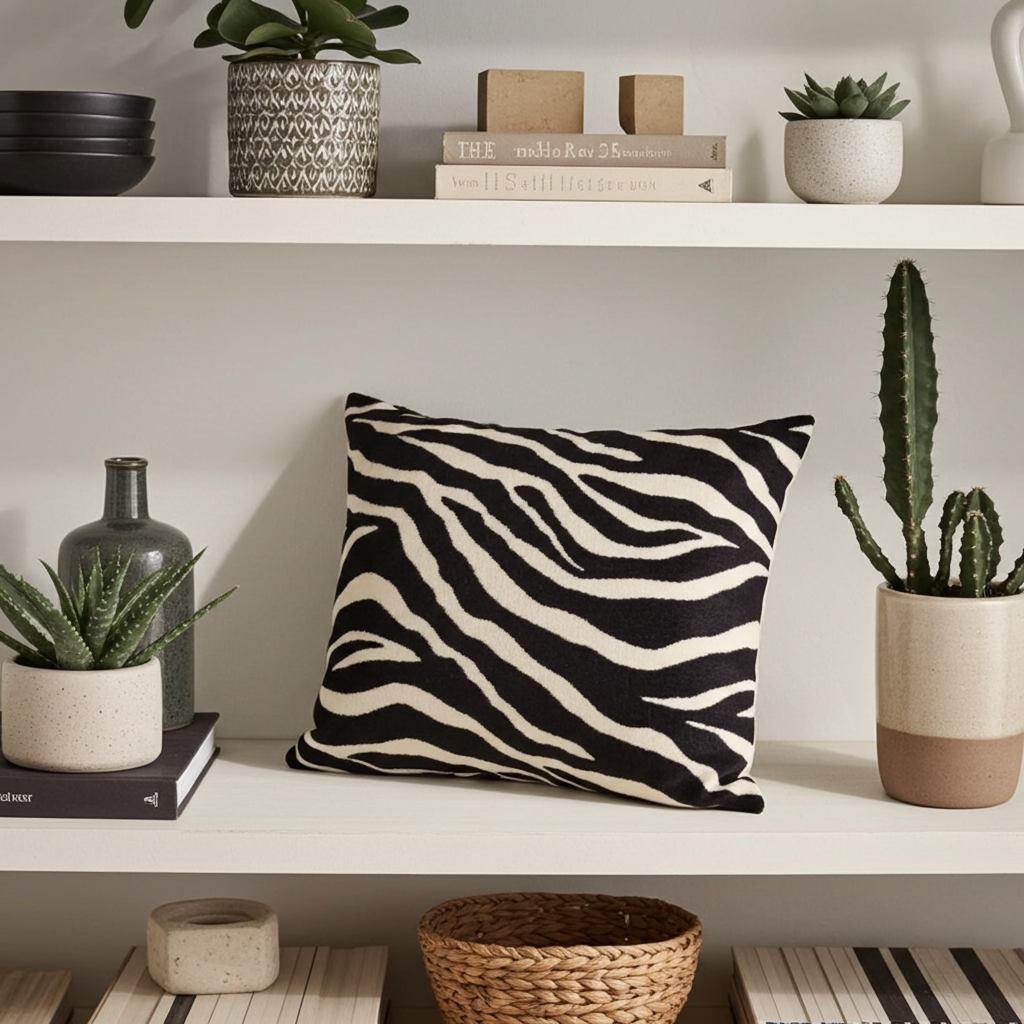 Raven Palm Black Geometric Luxury Outdoor/Indoor Throw Pillow