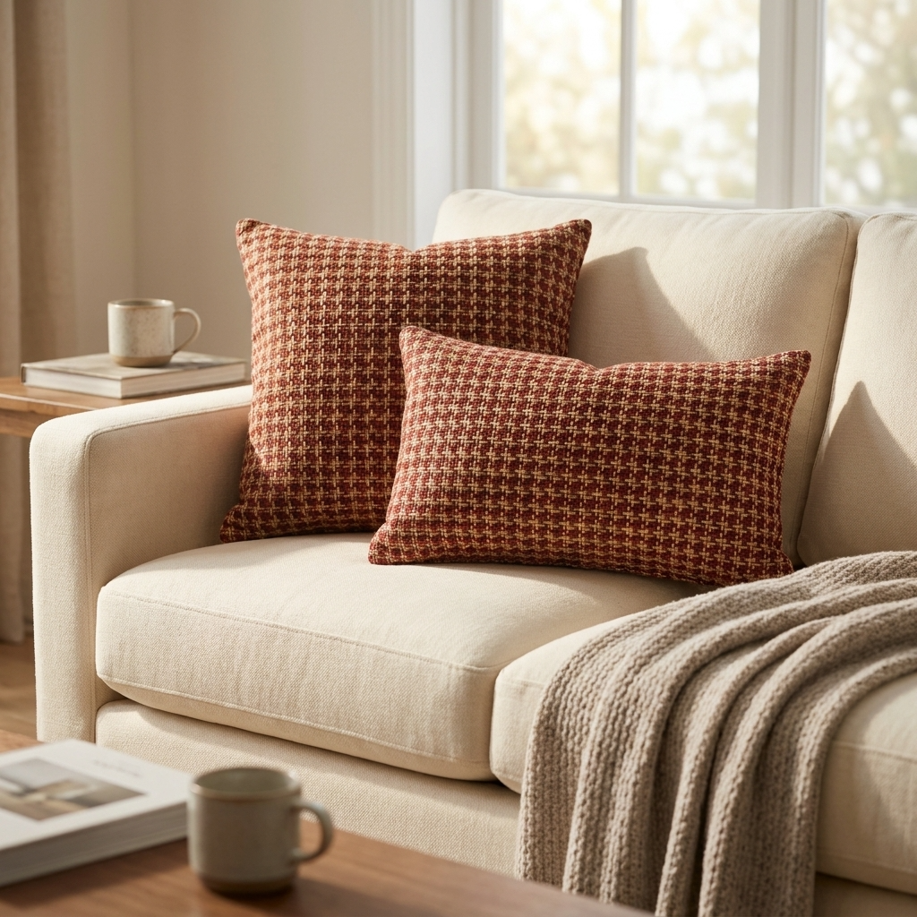 Cherry Tassel Orange Stripes Luxury Outdoor/Indoor Throw Pillow