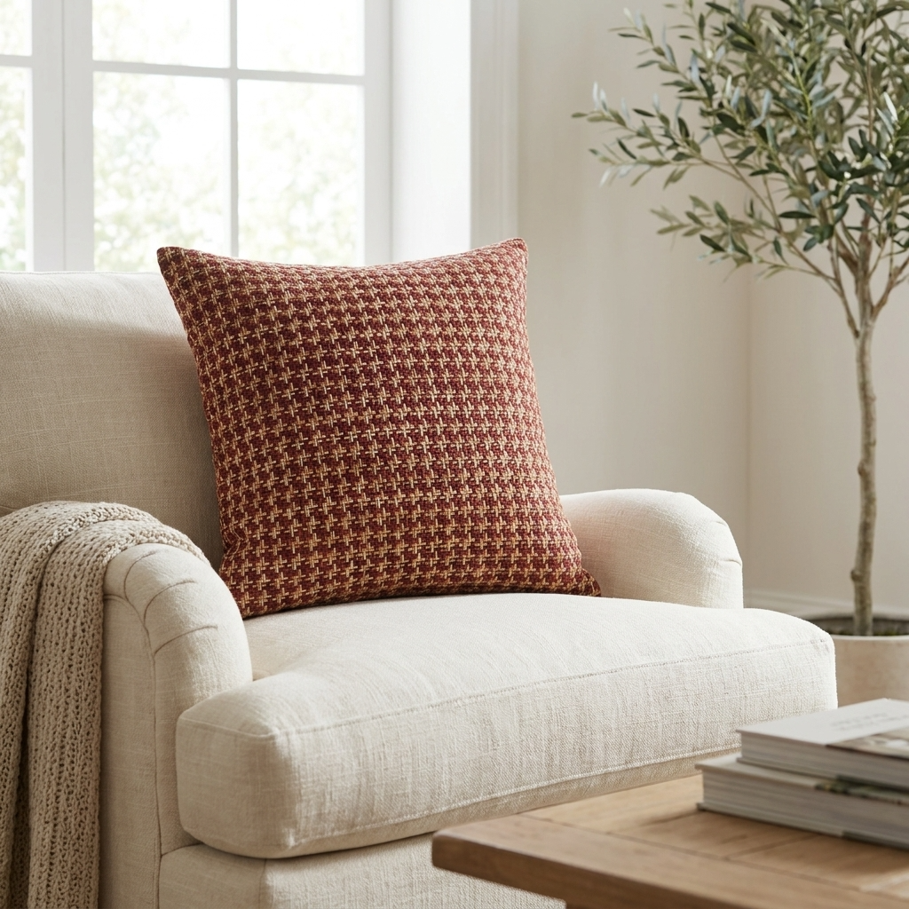 Cherry Tassel Orange Stripes Luxury Outdoor/Indoor Throw Pillow