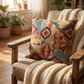 Red Sand Red Blue and Orange Handmade Luxury Pillow