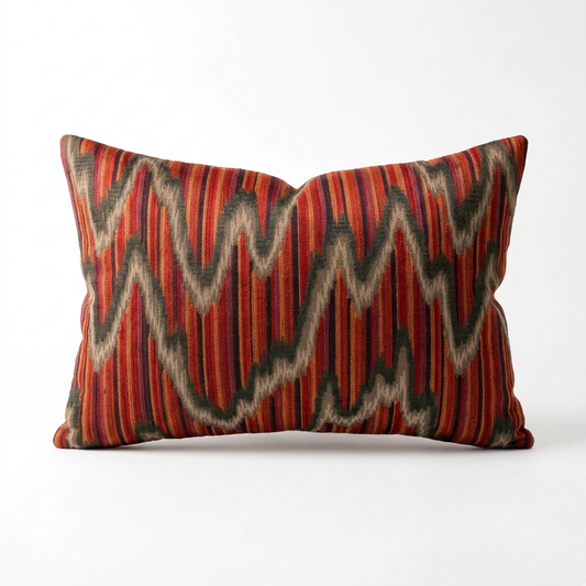 Ellipse Purple Olive and Red Handmade Luxury Pillow